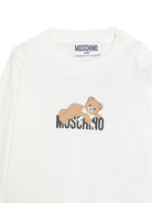 T-shirt per neonati Moschino Kids bianca con stampa Teddy sul davanti MSO014LAA10 10063 MOSCHINO KIDS 