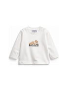 T-shirt per neonati Moschino Kids bianca con stampa Teddy sul davanti MSO014LAA10 10063 MOSCHINO KIDS 