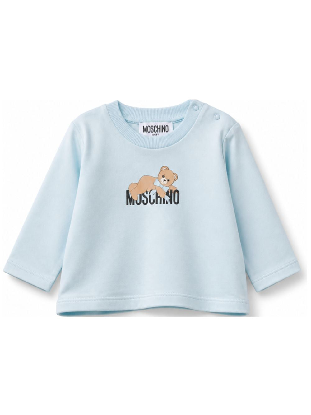 T-shirt per neonato Moschino Kids azzurra con stampa Teddy sul davanti MSO014LAA10 40304 MOSCHINO KIDS 