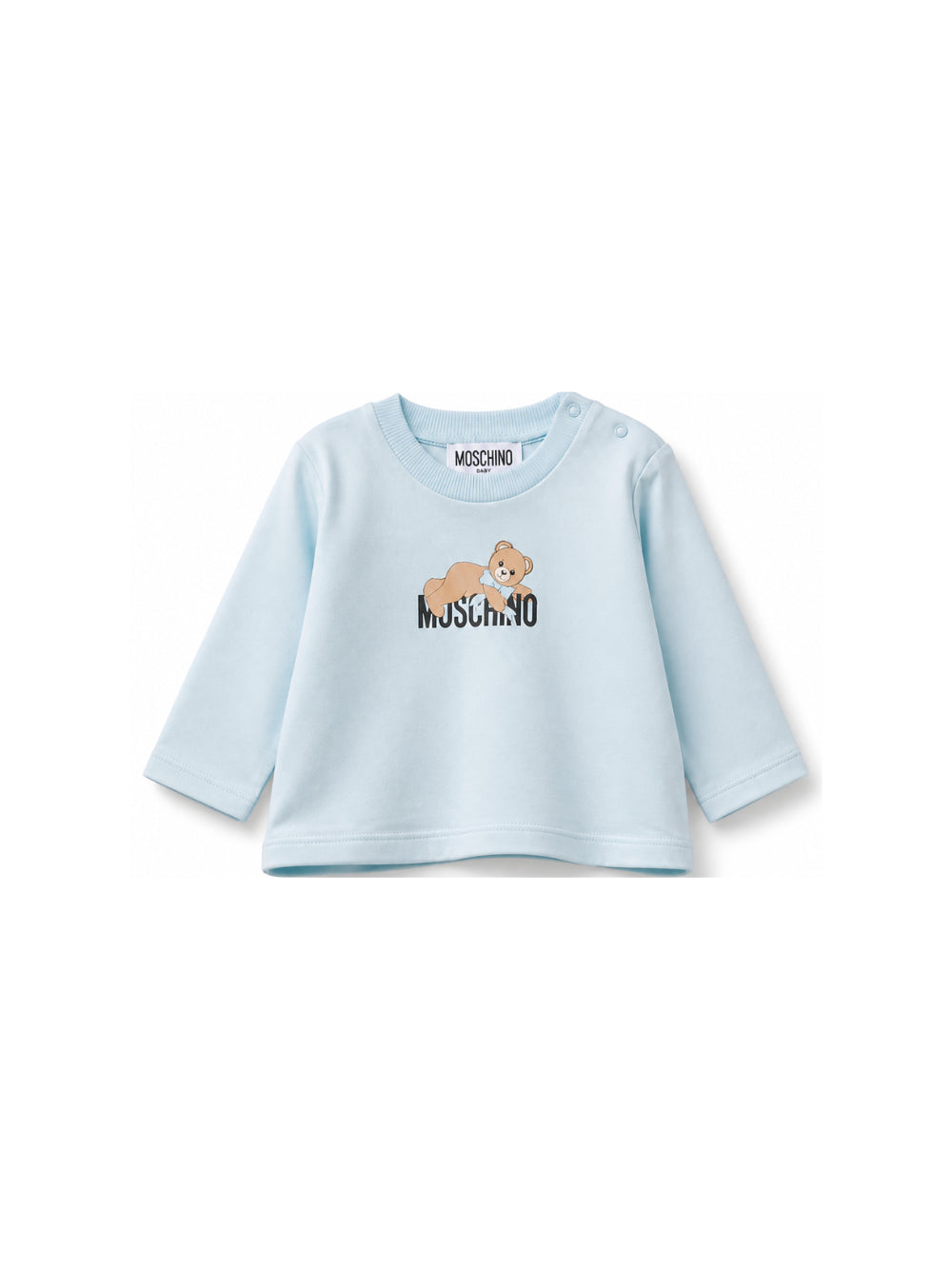 T-shirt per neonato Moschino Kids azzurra con stampa Teddy sul davanti MSO014LAA10 40304 MOSCHINO KIDS 