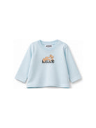 T-shirt per neonato Moschino Kids azzurra con stampa Teddy sul davanti MSO014LAA10 40304 MOSCHINO KIDS 