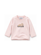 T-shirt per neonata Moschino Kids rosa con stampa Teddy sul davanti MSO014LAA10 50209 MOSCHINO KIDS 