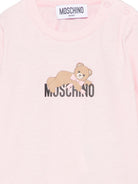 T-shirt per neonata Moschino Kids rosa con stampa Teddy sul davanti MSO014LAA10 50209 MOSCHINO KIDS 