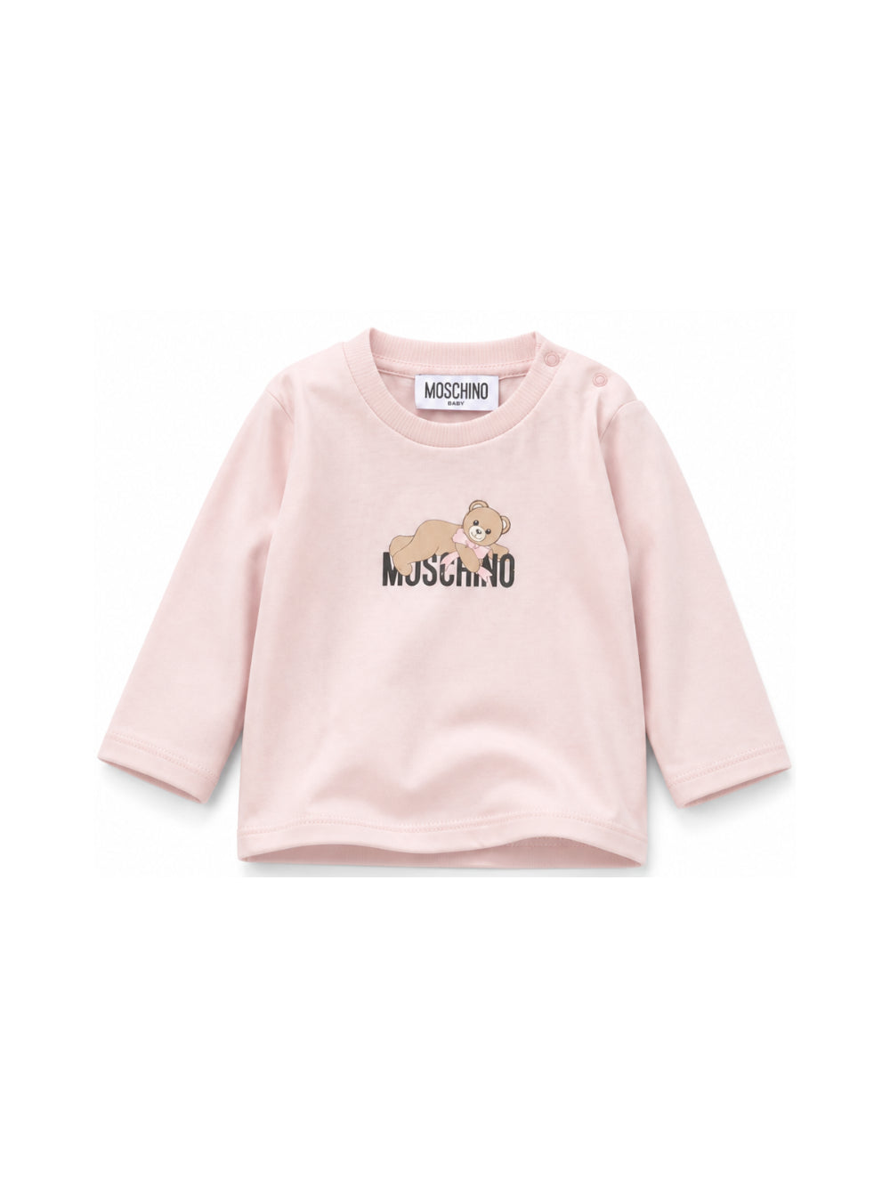 T-shirt per neonata Moschino Kids rosa con stampa Teddy sul davanti MSO014LAA10 50209 MOSCHINO KIDS 