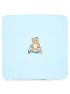 Coperta per neonato Moschino Kids azzurro con dettaglio Teddy Bear MTB00FLCA40 40304 MOSCHINO KIDS 