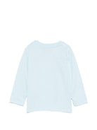 T-shirt per neonato Moschino Kids azzurra con stampa Teddy con dettaglio fiocco MTO014LAA10 40304 MOSCHINO KIDS 