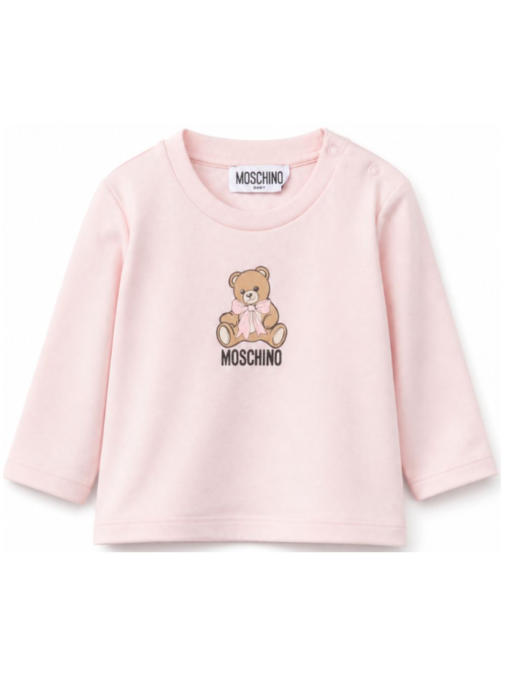T-shirt per neonata Moschino Kids rosa con stampa Teddy con dettaglio fiocco MTO014LAA10 50209 MOSCHINO KIDS 