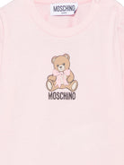 T-shirt per neonata Moschino Kids rosa con stampa Teddy con dettaglio fiocco MTO014LAA10 50209 MOSCHINO KIDS 