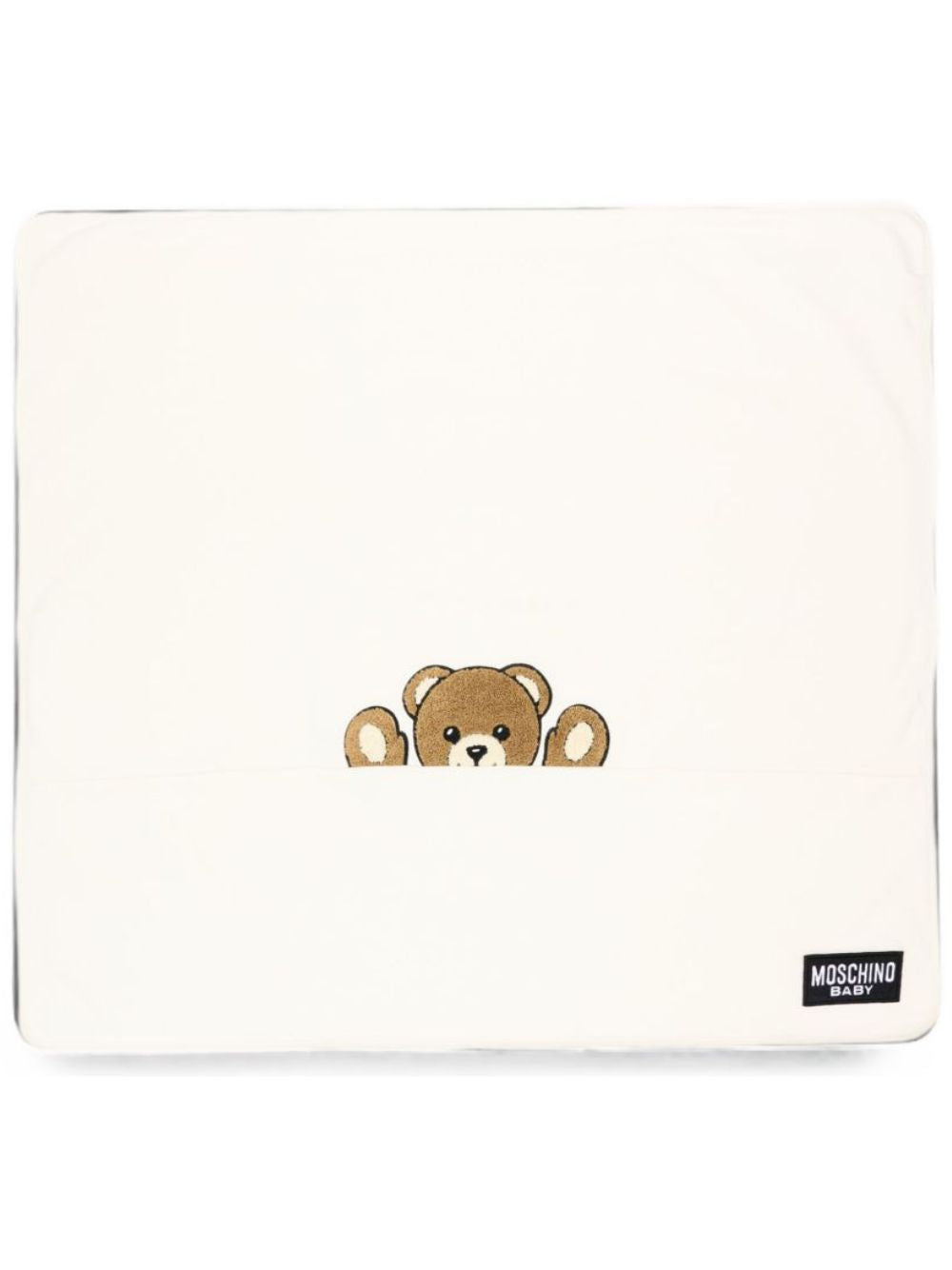 Coperta per neonati Moschino Kids beige con ricamo Teddy Bear MUB00NLCA93 10063 MOSCHINO KIDS 
