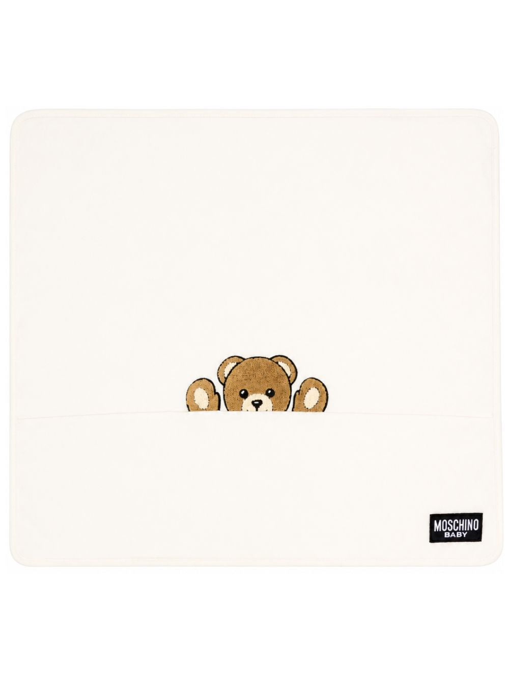 Coperta per neonati Moschino Kids beige con ricamo Teddy Bear MUB00NLCA93 10063 MOSCHINO KIDS 