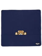 Coperta per neonati Moschino Kids blu con stampa Teddy Bear MUB00NLCA93 40016 MOSCHINO KIDS 
