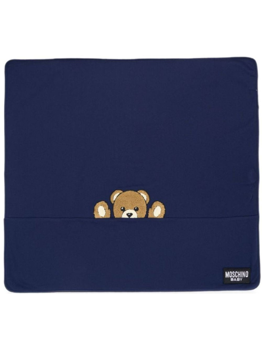 Coperta per neonati Moschino Kids blu con stampa Teddy Bear MUB00NLCA93 40016 MOSCHINO KIDS 