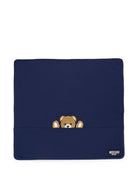 Coperta per neonati Moschino Kids blu con stampa Teddy Bear MUB00NLCA93 40016 MOSCHINO KIDS 