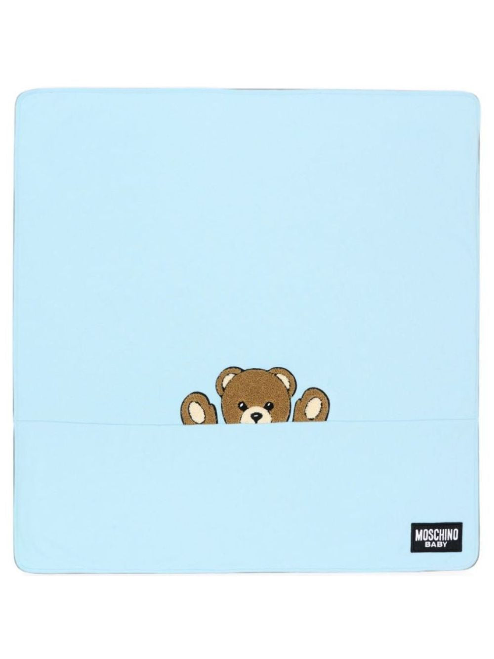 Coperta per neonato Moschino Kids azzurro con stampa orsetto MUB00NLCA93 40304 MOSCHINO KIDS 