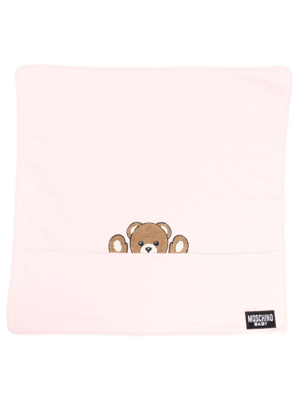 Coperta per neonata Moschino Kids rosa con ricamo Orsetto sul davanti MUB00NLCA93 50209 MOSCHINO KIDS 