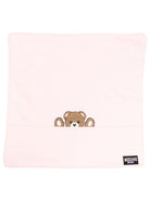 Coperta per neonata Moschino Kids rosa con ricamo Orsetto sul davanti MUB00NLCA93 50209 MOSCHINO KIDS 