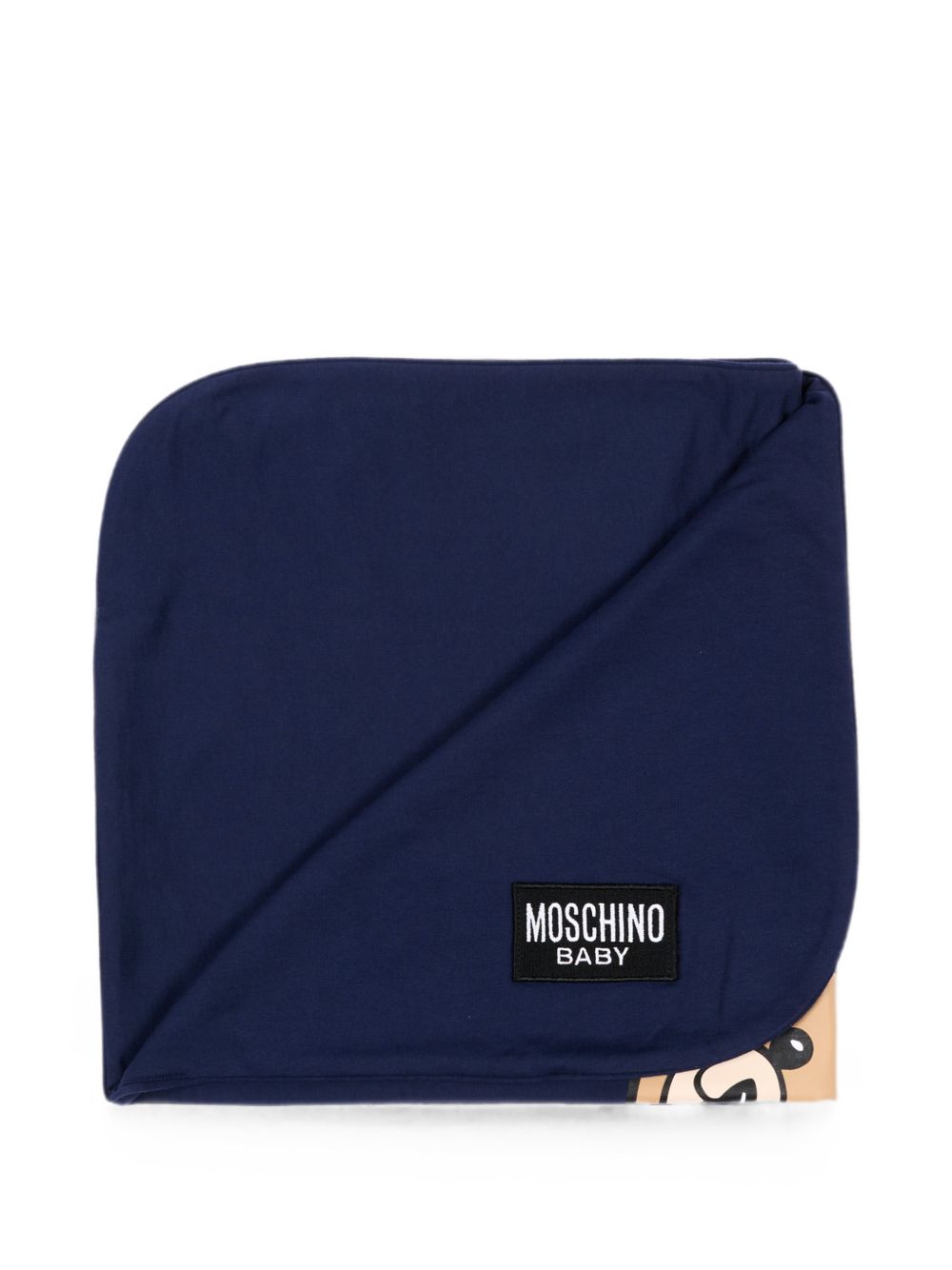 Coperta per neonati Moschino Kids blu con dettaglio Teddy Bear MUB00OLCA40 40016 MOSCHINO KIDS 