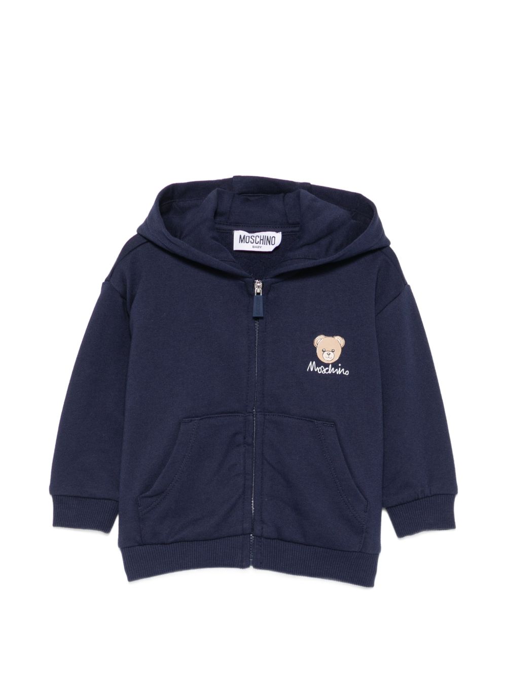 Felpa per neonati Moschino Kids blu con stampa grafica MUF06DLCA40 40016 MOSCHINO KIDS 