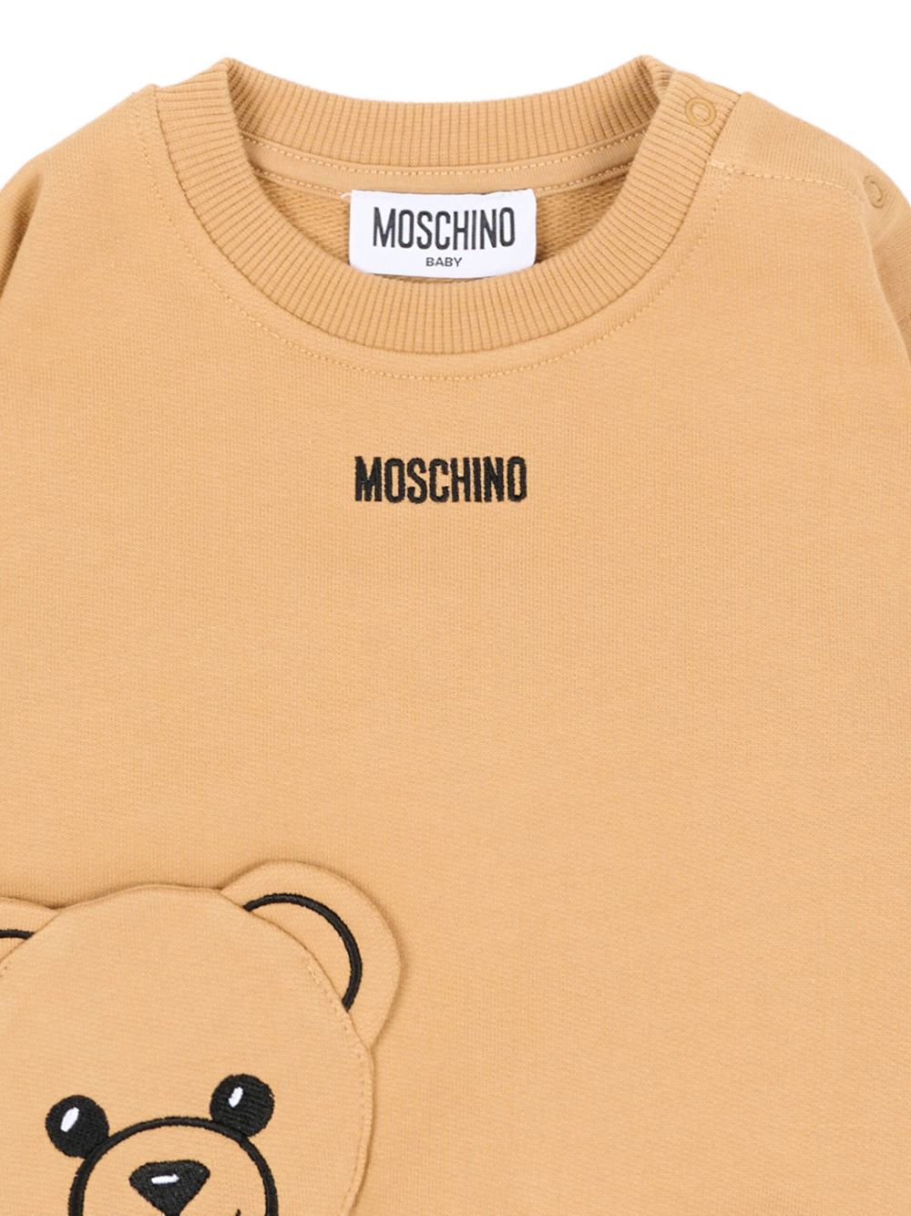 Maglione per neonato Moschino Kids toni neutri con ricamo teddy MUF06FLCA93 20351 MOSCHINO KIDS 