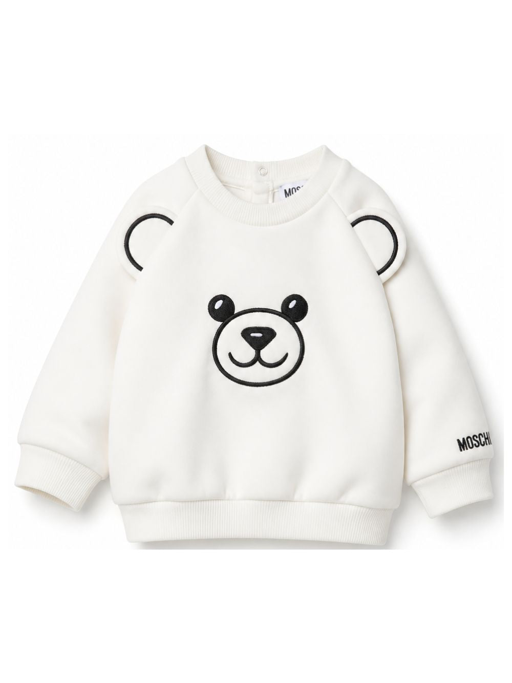 Felpa per neonato Moschino Kids bianca con toppa a forma di orsacchiotto MUF06GLCA93 10063 MOSCHINO KIDS 