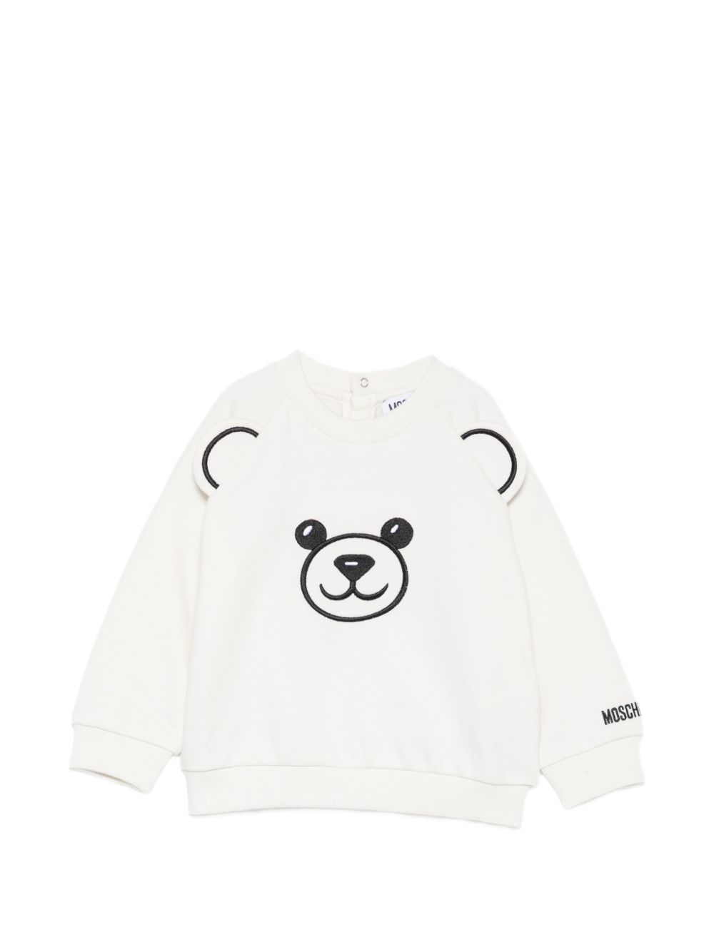Felpa per neonato Moschino Kids bianca con toppa a forma di orsacchiotto MUF06GLCA93 10063 MOSCHINO KIDS 