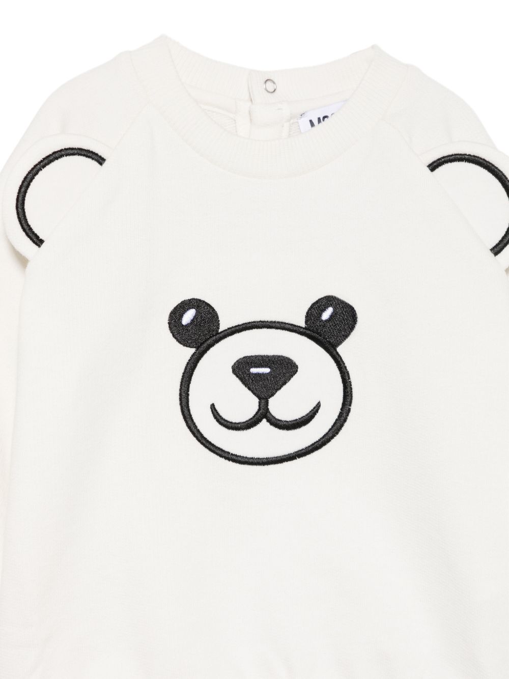 Felpa per neonato Moschino Kids bianca con toppa a forma di orsacchiotto MUF06GLCA93 10063 MOSCHINO KIDS 