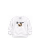 Felpa per neonati Moschino Kids bianca con stampa logo sul davanti MUF06HLCA83 10101 MOSCHINO KIDS 