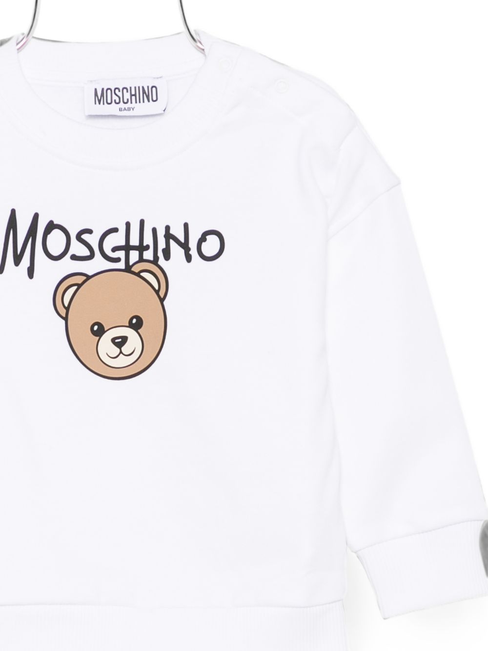 Felpa per neonati Moschino Kids bianca con stampa logo sul davanti MUF06HLCA83 10101 MOSCHINO KIDS 