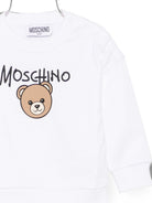 Felpa per neonati Moschino Kids bianca con stampa logo sul davanti MUF06HLCA83 10101 MOSCHINO KIDS 