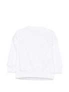 Felpa per neonati Moschino Kids bianca con stampa logo sul davanti MUF06HLCA83 10101 MOSCHINO KIDS 