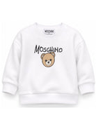 Felpa per neonati Moschino Kids bianca con stampa logo sul davanti MUF06HLCA83 10101 MOSCHINO KIDS 