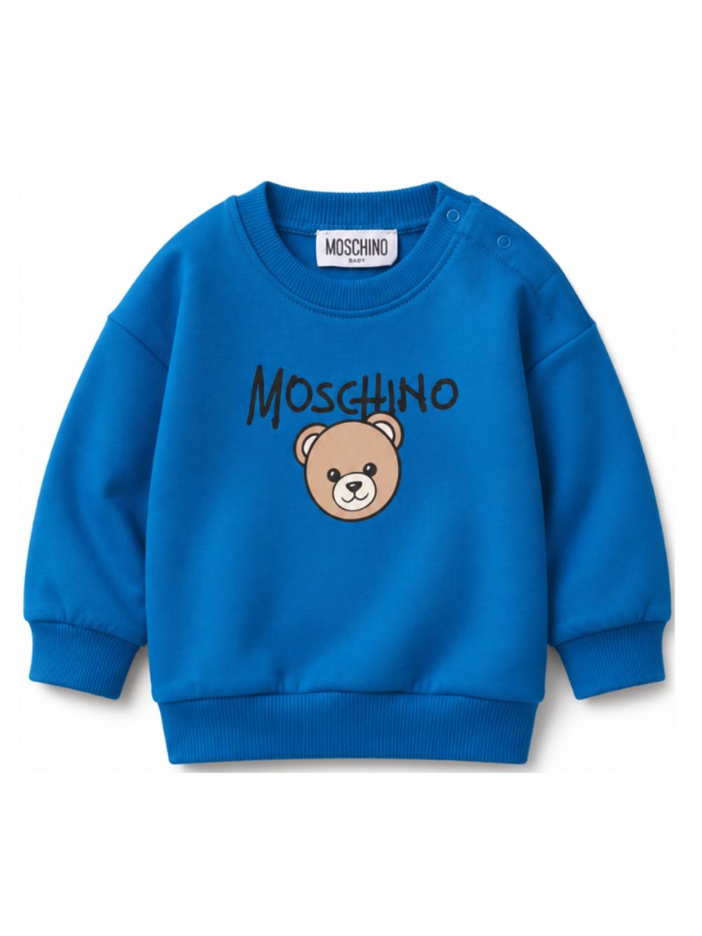 Felpa per neonato Moschino Kids blu con teddy sul davanti MUF06HLCA83 40157 MOSCHINO KIDS 