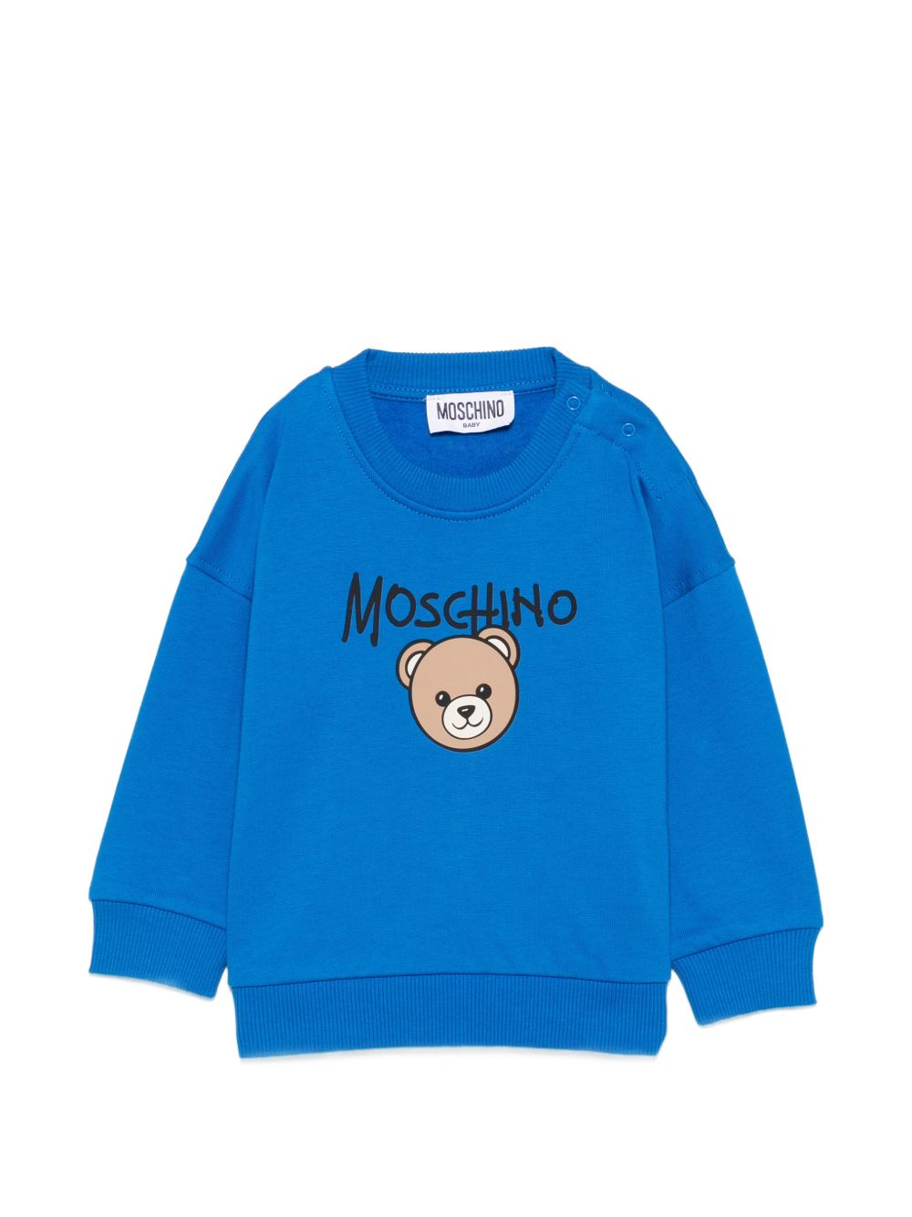 Felpa per neonato Moschino Kids blu con teddy sul davanti MUF06HLCA83 40157 MOSCHINO KIDS 