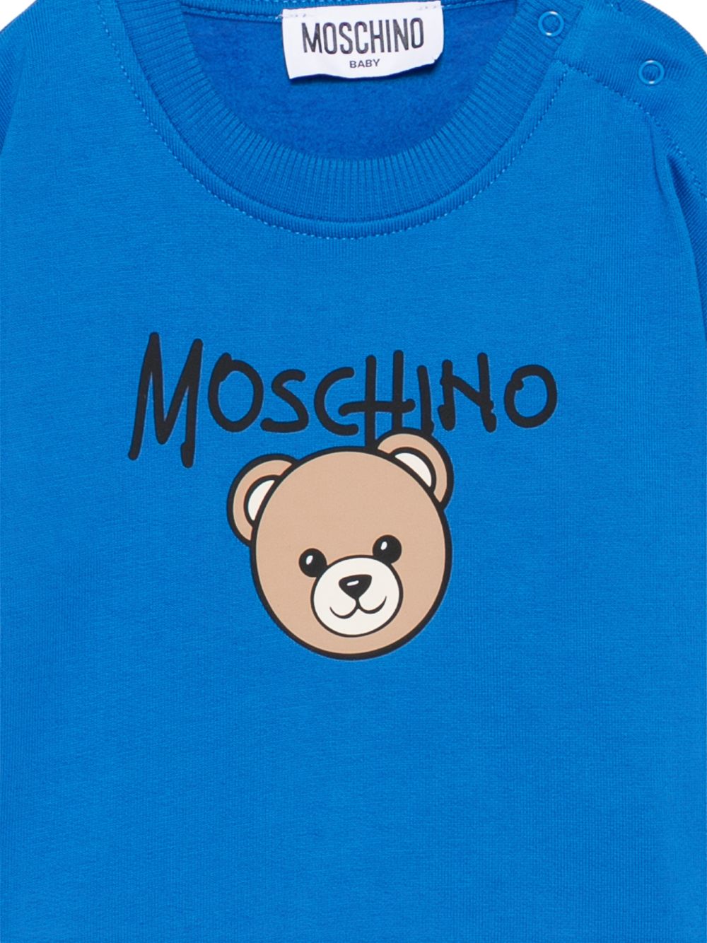Felpa per neonato Moschino Kids blu con teddy sul davanti MUF06HLCA83 40157 MOSCHINO KIDS 