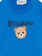Felpa per neonato Moschino Kids blu con teddy sul davanti MUF06HLCA83 40157 MOSCHINO KIDS 