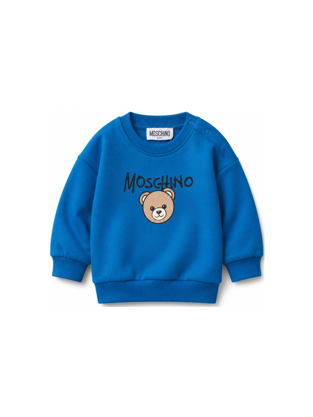 Felpa per neonato Moschino Kids blu con teddy sul davanti MUF06HLCA83 40157 MOSCHINO KIDS 
