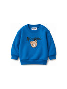 Felpa per neonato Moschino Kids blu con teddy sul davanti MUF06HLCA83 40157 MOSCHINO KIDS 