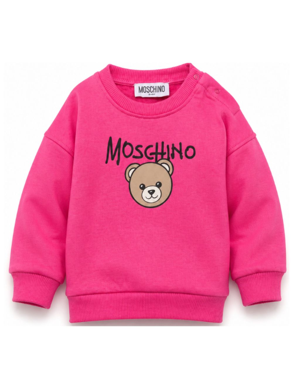 Felpa per neonata Moschino Kids fucsia con teddy sul davanti MUF06HLCA83 51450 MOSCHINO KIDS 