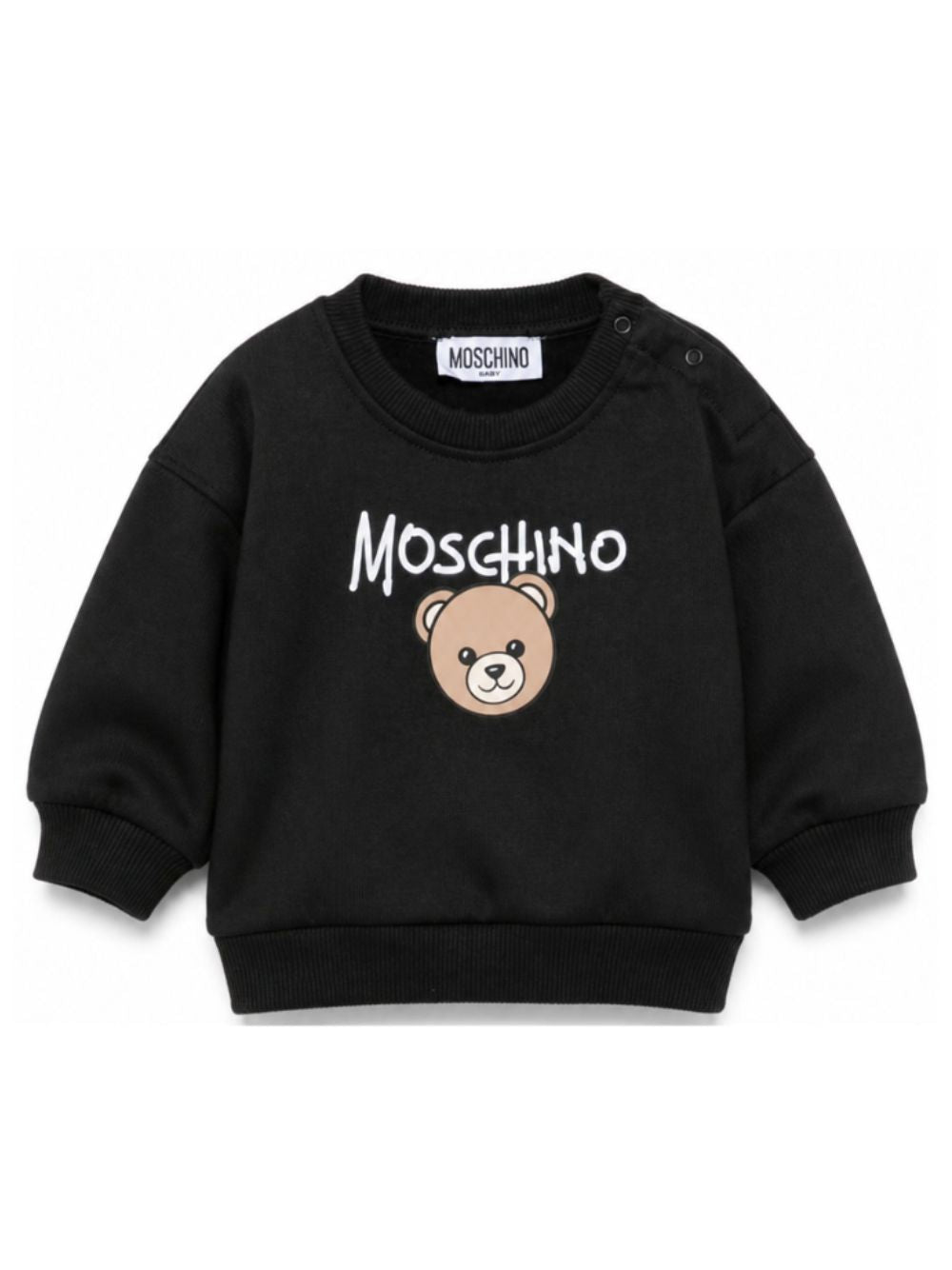 Felpa per neonati Moschino Kids nera con teddy sul davanti MUF06HLCA83 60100 MOSCHINO KIDS 