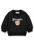 Felpa per neonati Moschino Kids nera con teddy sul davanti MUF06HLCA83 60100 MOSCHINO KIDS 