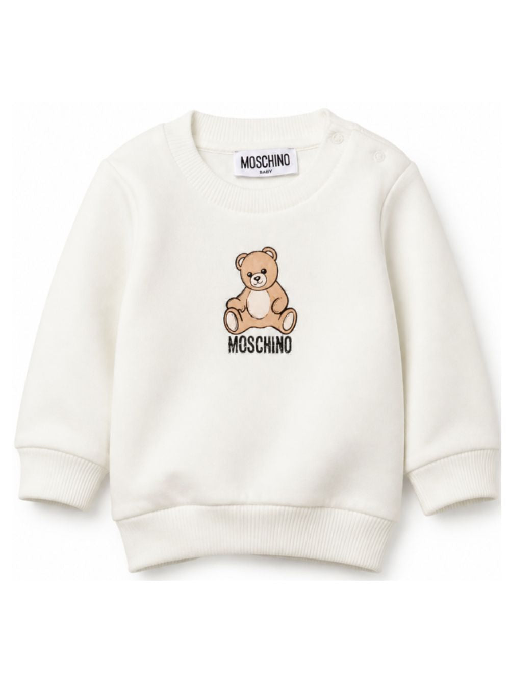 Felpa per neonati Moschino Kids bianca con motivo Teddy Bear MUF06ILCA40 10063 MOSCHINO KIDS 