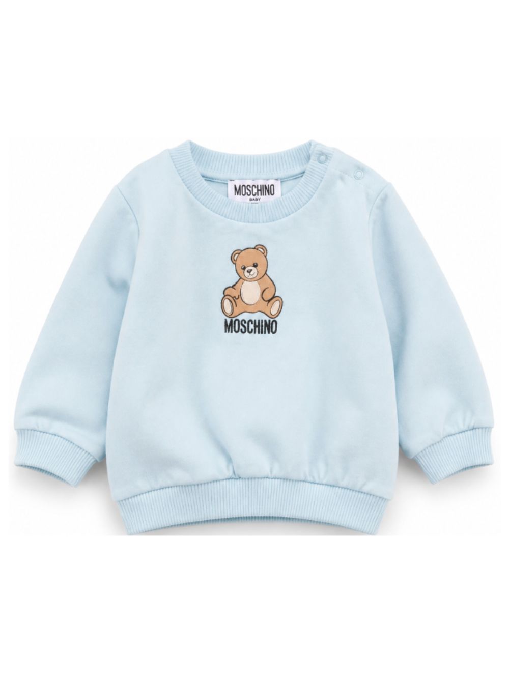 Felpa per neonato Moschino Kids azzurra con motivo Teddy Bear MUF06ILCA40 40304 MOSCHINO KIDS 