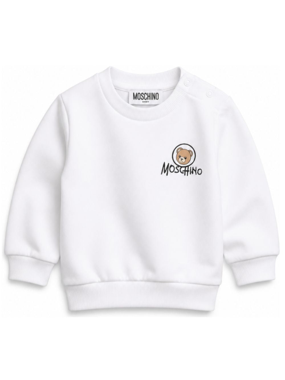 Felpa per neonati Moschino Kids bianca con stampa Teddy Bear MUF06JLCA83 10101 MOSCHINO KIDS 