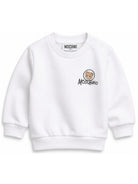 Felpa per neonati Moschino Kids bianca con stampa Teddy Bear MUF06JLCA83 10101 MOSCHINO KIDS 