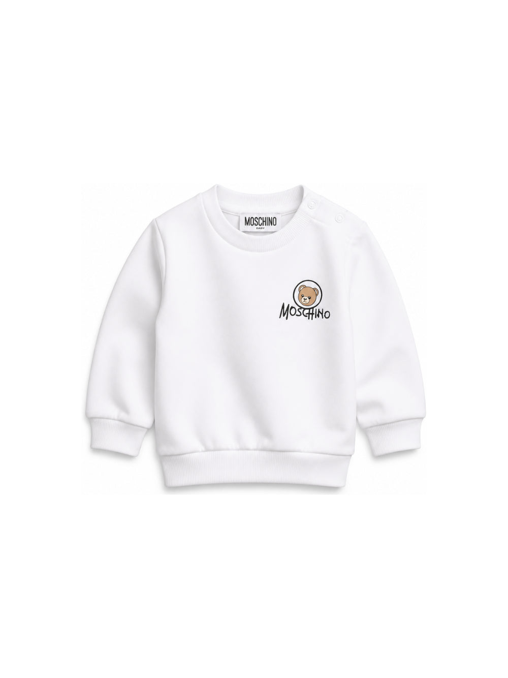 Felpa per neonati Moschino Kids bianca con stampa Teddy Bear MUF06JLCA83 10101 MOSCHINO KIDS 