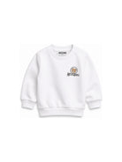 Felpa per neonati Moschino Kids bianca con stampa Teddy Bear MUF06JLCA83 10101 MOSCHINO KIDS 