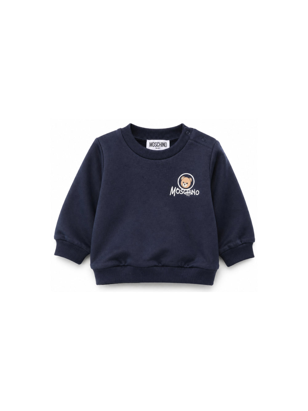 Felpa per neonato Moschino Kids blu con Teddy sul davanti MUF06JLCA83 40016 MOSCHINO KIDS 