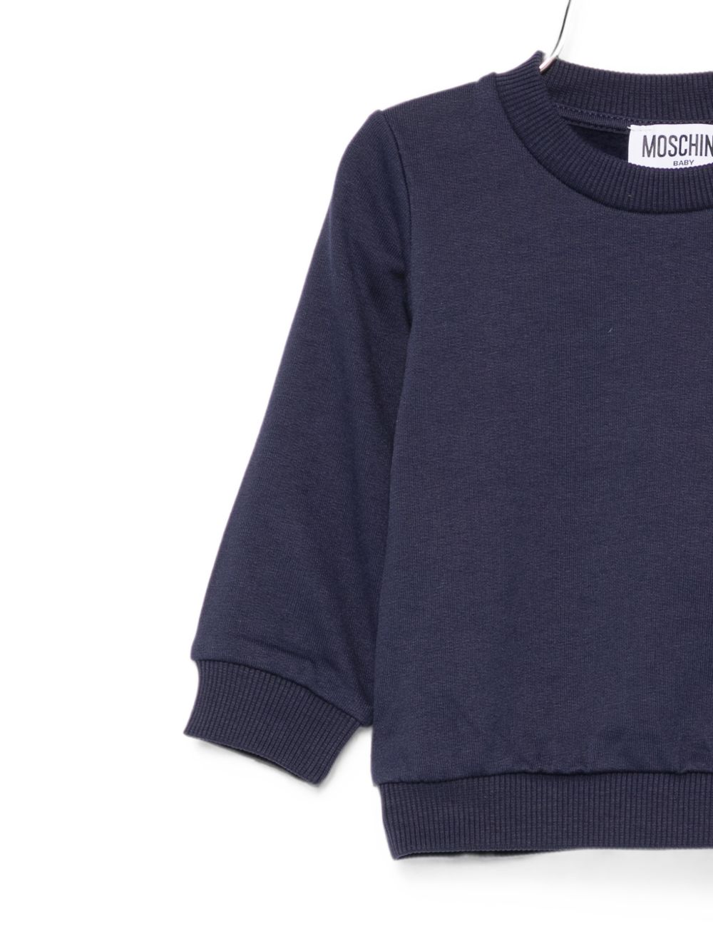 Felpa per neonato Moschino Kids blu con Teddy sul davanti MUF06JLCA83 40016 MOSCHINO KIDS 