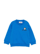 Felpa per neonato Moschino Kids blu con stampa Teddy sul davanti MUF06JLCA83 40157 MOSCHINO KIDS 
