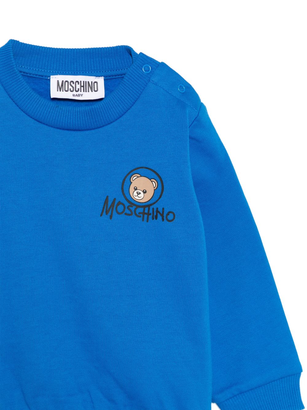 Felpa per neonato Moschino Kids blu con stampa Teddy sul davanti MUF06JLCA83 40157 MOSCHINO KIDS 
